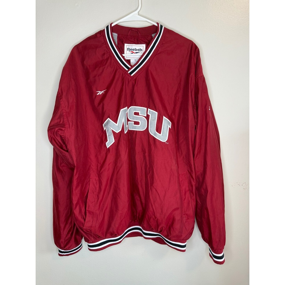 Vintage Reebok MSU Pullover Jacket Men's XL Maroon Windbreaker